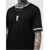 imageSOLY HUX Mens Crown Letter Print Striped Trim Tee Tops Short Sleeve Crew Neck Summer T ShirtBlack Letter Crown