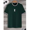 imageSOLY HUX Mens Crown Letter Print Striped Trim Tee Tops Short Sleeve Crew Neck Summer T ShirtDark Green