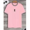 imageSOLY HUX Mens Crown Letter Print Striped Trim Tee Tops Short Sleeve Crew Neck Summer T ShirtPink Crown