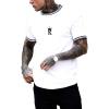 imageSOLY HUX Mens Crown Letter Print Striped Trim Tee Tops Short Sleeve Crew Neck Summer T ShirtWhite Printed