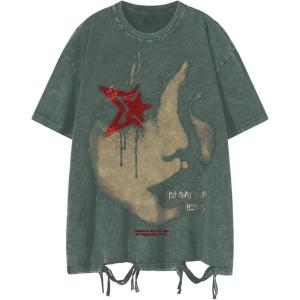 imageSOLY HUX Mens Graphic Tees Y2K Vintage T Shirts Summer Trendy Casual Distressed Tops StreetwearArmy Green
