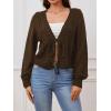 imageSOLY HUX Cardigan Sweaters for Women Cropped Tie Front Bow Lightweight Cardigan Long Sleeve Trendy Fall ShrugsCoffee Brown