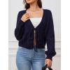 imageSOLY HUX Cardigan Sweaters for Women Cropped Tie Front Bow Lightweight Cardigan Long Sleeve Trendy Fall ShrugsDark Blue