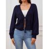 imageSOLY HUX Cardigan Sweaters for Women Cropped Tie Front Bow Lightweight Cardigan Long Sleeve Trendy Fall ShrugsDark Blue