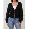 imageSOLY HUX Cardigan Sweaters for Women Cropped Tie Front Bow Lightweight Cardigan Long Sleeve Trendy Fall ShrugsPure Black