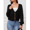 imageSOLY HUX Cardigan Sweaters for Women Cropped Tie Front Bow Lightweight Cardigan Long Sleeve Trendy Fall ShrugsPure Black