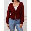 imageSOLY HUX Cardigan Sweaters for Women Cropped Tie Front Bow Lightweight Cardigan Long Sleeve Trendy Fall ShrugsPure Burgundy