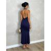 imageSOLY HUX Womens Bodycon Maxi Dress Halter Neck Sleeveless Backless Twist Party Club Going Out Long DressesPlain Dark Blue