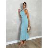 imageSOLY HUX Womens Bodycon Maxi Dress Halter Neck Sleeveless Backless Twist Party Club Going Out Long DressesPlain Light Blue