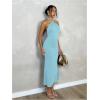 imageSOLY HUX Womens Bodycon Maxi Dress Halter Neck Sleeveless Backless Twist Party Club Going Out Long DressesPlain Light Blue