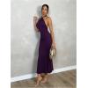 imageSOLY HUX Womens Bodycon Maxi Dress Halter Neck Sleeveless Backless Twist Party Club Going Out Long DressesPlain Purple