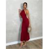 imageSOLY HUX Womens Bodycon Maxi Dress Halter Neck Sleeveless Backless Twist Party Club Going Out Long DressesPlain Red