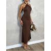 imageSOLY HUX Womens Bodycon Maxi Dress Halter Neck Sleeveless Backless Twist Party Club Going Out Long DressesPure Brown