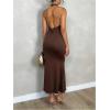 imageSOLY HUX Womens Bodycon Maxi Dress Halter Neck Sleeveless Backless Twist Party Club Going Out Long DressesPure Brown