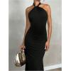 imageSOLY HUX Womens Bodycon Maxi Dress Halter Neck Sleeveless Backless Twist Party Club Going Out Long DressesSolid Black