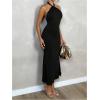 imageSOLY HUX Womens Bodycon Maxi Dress Halter Neck Sleeveless Backless Twist Party Club Going Out Long DressesSolid Black