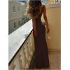 imageSOLY HUX Womens Elegant Mesh V Neck Bodycon Maxi Dress Summer Cocktail Party Wedding Guest Long Cami SundressesPlain Coffee Brown