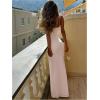 imageSOLY HUX Womens Elegant Mesh V Neck Bodycon Maxi Dress Summer Cocktail Party Wedding Guest Long Cami SundressesPlain Dusty Pink