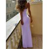 imageSOLY HUX Womens Elegant Mesh V Neck Bodycon Maxi Dress Summer Cocktail Party Wedding Guest Long Cami SundressesPlain Mauve Purple
