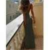 imageSOLY HUX Womens Elegant Mesh V Neck Bodycon Maxi Dress Summer Cocktail Party Wedding Guest Long Cami SundressesPure Army Green