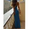 imageSOLY HUX Womens Elegant Mesh V Neck Bodycon Maxi Dress Summer Cocktail Party Wedding Guest Long Cami SundressesPure Blue