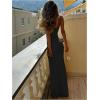 imageSOLY HUX Womens Elegant Mesh V Neck Bodycon Maxi Dress Summer Cocktail Party Wedding Guest Long Cami SundressesSolid Black