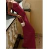 imageSOLY HUX Womens Elegant Mesh V Neck Bodycon Maxi Dress Summer Cocktail Party Wedding Guest Long Cami SundressesSolid Burgundy