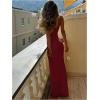 imageSOLY HUX Womens Elegant Mesh V Neck Bodycon Maxi Dress Summer Cocktail Party Wedding Guest Long Cami SundressesSolid Burgundy