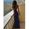 imageSOLY HUX Womens Elegant Mesh V Neck Bodycon Maxi Dress Summer Cocktail Party Wedding Guest Long Cami SundressesSolid Dark Blue