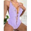 imageSOLY HUX Womens One Piece Lingerie Sexy Lace Babydoll Deep V Teddy Criss Cross Backless Teddy Mini BodysuitMauve Purple