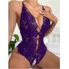 imageSOLY HUX Womens One Piece Lingerie Sexy Lace Babydoll Deep V Teddy Criss Cross Backless Teddy Mini BodysuitPure Purple