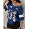 imageSOLY HUX Womens Y2k Leopard Number Graphic Oversized Tops Football Jersey Shirts StreetwearBlue Graphic