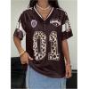 imageSOLY HUX Womens Y2k Leopard Number Graphic Oversized Tops Football Jersey Shirts StreetwearBrown Graphic