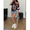imageSOLY HUX Womens Y2k Leopard Number Graphic Oversized Tops Football Jersey Shirts StreetwearBrown Graphic