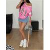 imageSOLY HUX Womens Y2k Leopard Number Graphic Oversized Tops Football Jersey Shirts StreetwearPink Graphic
