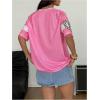 imageSOLY HUX Womens Y2k Leopard Number Graphic Oversized Tops Football Jersey Shirts StreetwearPink Graphic