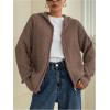 imageSOLY HUX Womens Zip Up Hooded Cardigan Sweater Knitted Drop Shoulder Fall Hoodies OuterwearCoffee Brown
