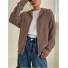 imageSOLY HUX Womens Zip Up Hooded Cardigan Sweater Knitted Drop Shoulder Fall Hoodies OuterwearCoffee Brown
