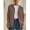 imageSOLY HUX Womens Zip Up Hooded Cardigan Sweater Knitted Drop Shoulder Fall Hoodies OuterwearCoffee Brown