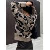 imageSOLY HUX Womens Zip Up Hooded Cardigan Sweater Knitted Drop Shoulder Fall Hoodies OuterwearKhaki Leopard