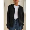 imageSOLY HUX Womens Zip Up Hooded Cardigan Sweater Knitted Drop Shoulder Fall Hoodies OuterwearPlain Black