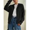 imageSOLY HUX Womens Zip Up Hooded Cardigan Sweater Knitted Drop Shoulder Fall Hoodies OuterwearPlain Black