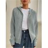 imageSOLY HUX Womens Zip Up Hooded Cardigan Sweater Knitted Drop Shoulder Fall Hoodies OuterwearPlain Blue