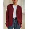 imageSOLY HUX Womens Zip Up Hooded Cardigan Sweater Knitted Drop Shoulder Fall Hoodies OuterwearPlain Burgundy