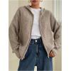 imageSOLY HUX Womens Zip Up Hooded Cardigan Sweater Knitted Drop Shoulder Fall Hoodies OuterwearPlain Khaki