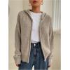 imageSOLY HUX Womens Zip Up Hooded Cardigan Sweater Knitted Drop Shoulder Fall Hoodies OuterwearPlain Khaki