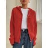 imageSOLY HUX Womens Zip Up Hooded Cardigan Sweater Knitted Drop Shoulder Fall Hoodies OuterwearPlain Red