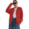 imageSOLY HUX Womens Zip Up Hooded Cardigan Sweater Knitted Drop Shoulder Fall Hoodies OuterwearPlain Red