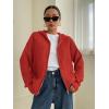 imageSOLY HUX Womens Zip Up Hooded Cardigan Sweater Knitted Drop Shoulder Fall Hoodies OuterwearPlain Red