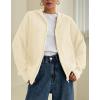 imageSOLY HUX Womens Zip Up Hooded Cardigan Sweater Knitted Drop Shoulder Fall Hoodies OuterwearPlain White